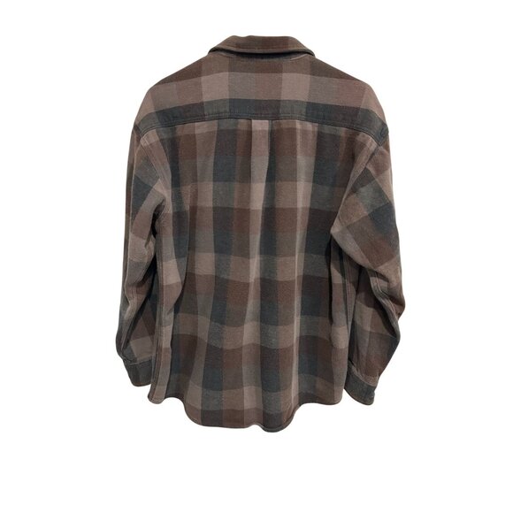 Vintage St Johns Bay Plaid Button Up Heavyweight Flannel Shirt Front Pocket SZ L - Picture 2 of 9